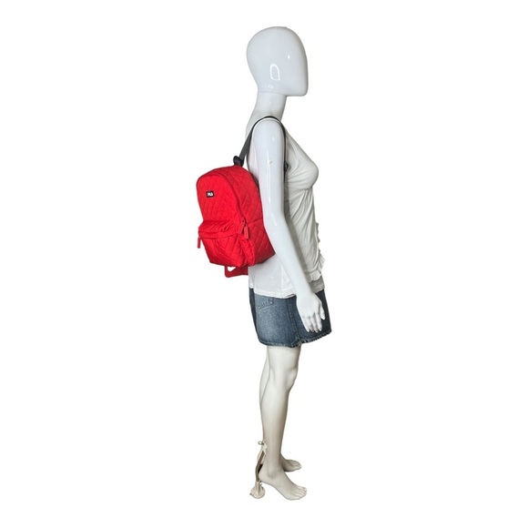 Fila Womens Backpack Red Quilt With Pouch Medium Eileen Backpack New - Picture 12 of 15